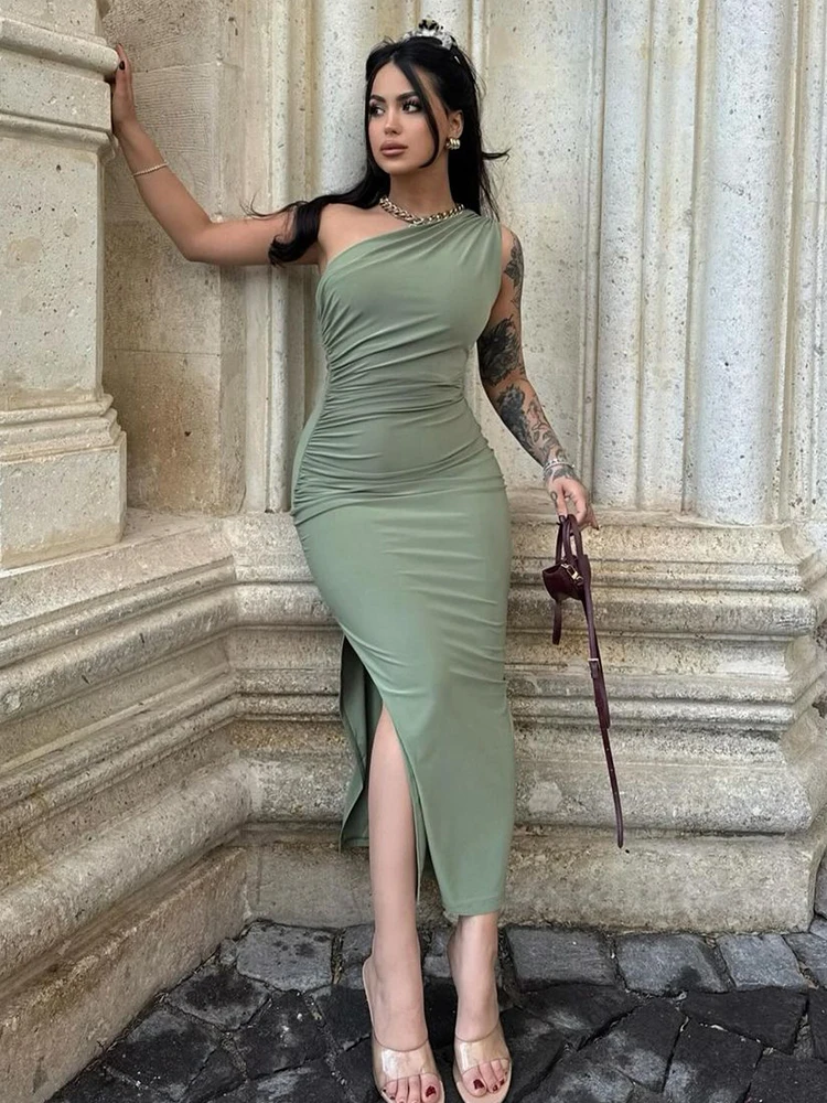 Women Maxi Dresses Sexy Split Black Sleeveless Backless Slim Dress Summer Female Fashion Off Shoulder Club Elegant Party Dresses - الصورة 3