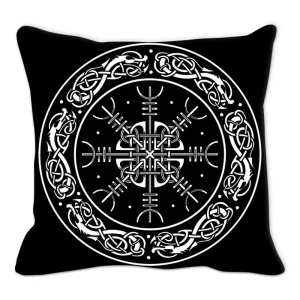 Viking Amulet Pillowcase Sofa Cushion Home Decor  Black and White Geometric  Cover