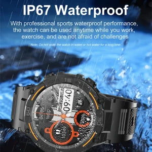 Smartwatch Military Men 360*360 HD Screen Flashlight Health Monitor Waterproof Heart Rate BT Call Smart Watch