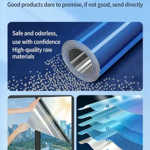 One Way Mirror Window Film, Daytime Privacy See Out Not In, Static Cling Sun Control Tint for Home and Office Windows
