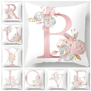 45x45cm Pink Letter Cushion Pillowcase Decorative Sofa Polyester