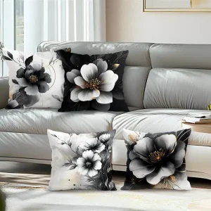 Home Decor Black & White Floral Patterned Cushion Covers Pattern Cushion Cover Suitable for Sofa Bedroom Car Pillow Cover