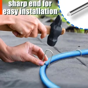Garden Peg Silver Metal U-Shape Garden Staple Garden Ground Nail Film Fixed Pegs Gardening Fixing Tools Film Peg Landscape Spike