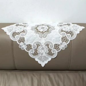 Beautiful Floral Table Cloth White Lace Embroidery Flower 30/40cm Square Table Mat Home Decoration