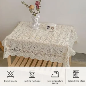 Square Lace Tablecloth White Flower retro European Embroidered Dinning table linen Cover wedding party garden home decoration