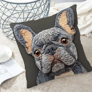 French Bulldog 2D Flat-Printed Pillow Cover: Non-Real Embroidery Magic! Sofa cushion cover, home decoration, 2D printing