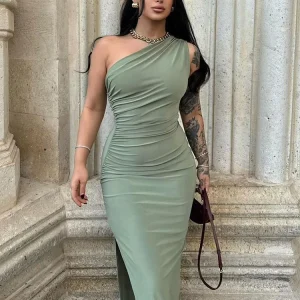 Summer Women' Maxi Dresses Sexy Split Fashion Sleeveless Backless Slim Dress Female Casual Streetwear Club Elegant Party Dresses