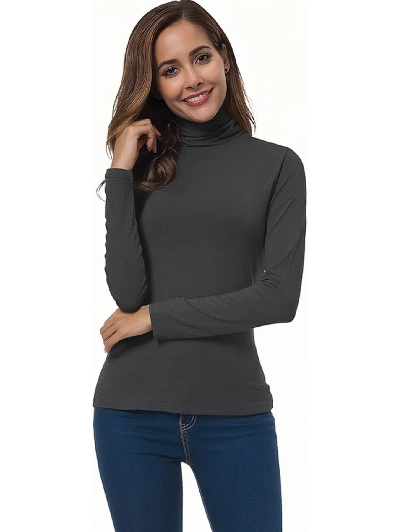 Womens Turtleneck T-Shirt Set Soft Knit Casual Long Sleeve Tops for Spring & Fall Stylish Basic Closet Essentials - الصورة 4