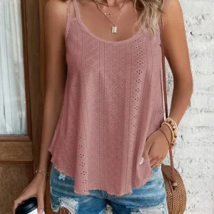 Large Big 5xl Women Leisure Simple Boho Camis Tops Women's Hollow Out Top Pullovers New Summer Casual Beach Shirts Clothing