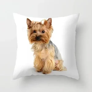 Cute Dog Print Pillowcase Bedroom Sofa Waist Cushion Cover Yorkshire Bichon Yorkshire Decoration Car Decorative Cushion