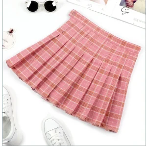 Harajuku 0Women Pleat Skirt 0Preppy Style Plaid 0Mini Cute Japanese School Uniforms Ladies Jupe Kawaii