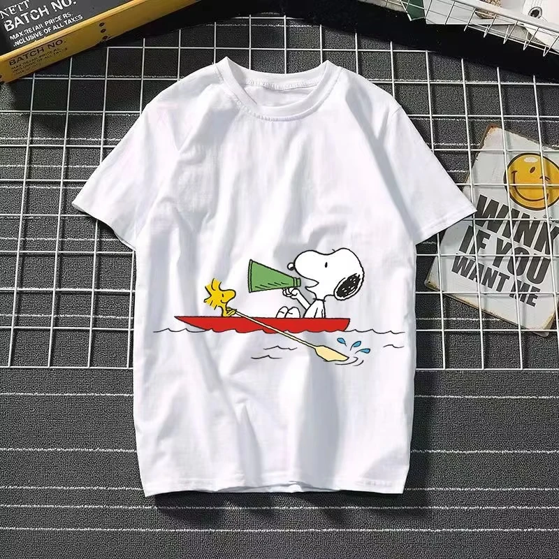 2025 New Snoopy Printing Cotton T-shirt Animation Cartoon Men and Women with The Same Loose Pure Cotton Cute Pure Cotton Top - Image 12