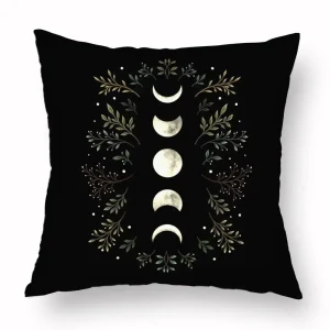 Home Decor Halloween-Themed Moon And Witch Pillowcases Pattern Cushion Cover Suitable For Sofa Bedroom Car Pillow Cover