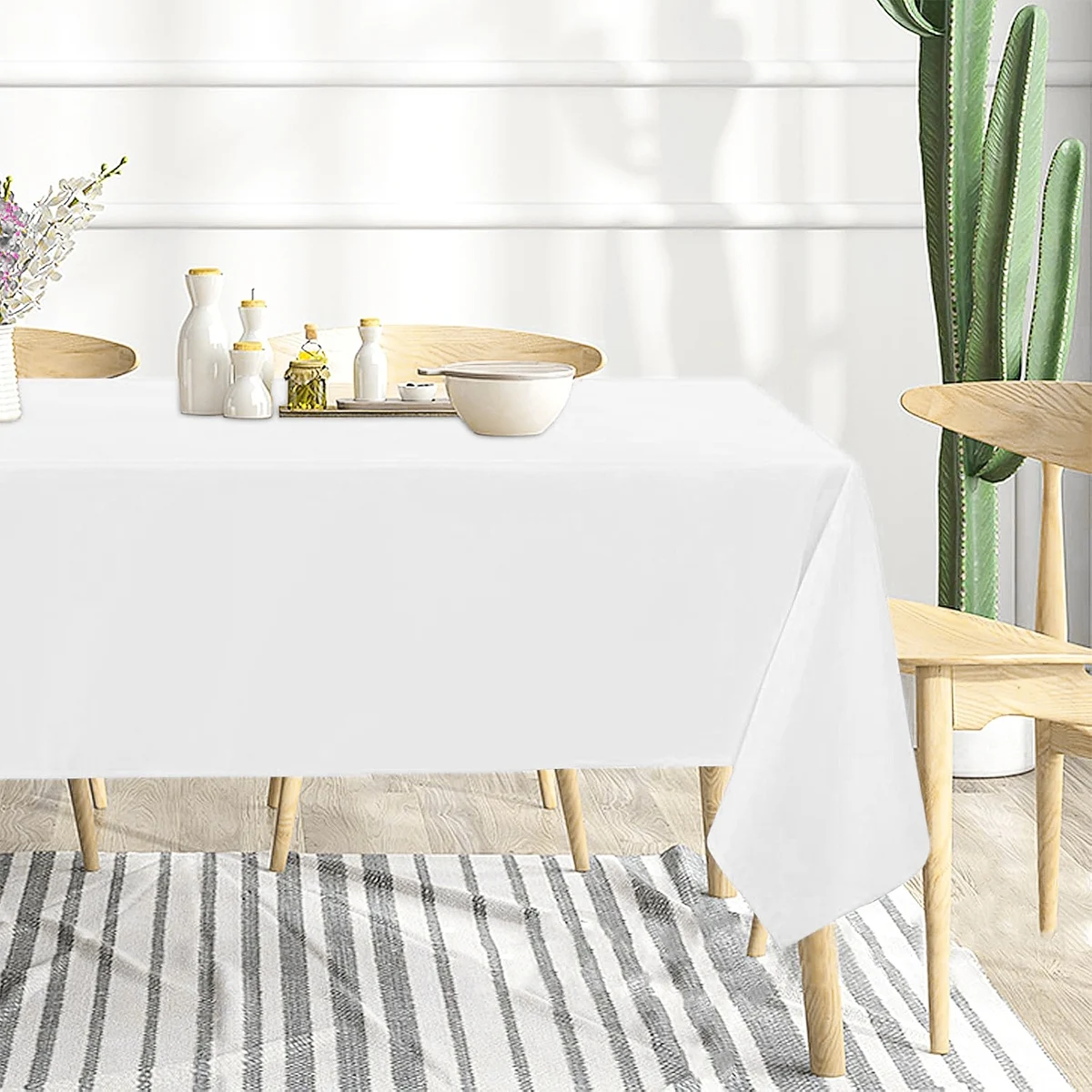183×137cm Solid White Tablecloth Disposable Plastic Table Covers for Birthday Party Wedding Decoration Home Dinning Table Decor - Image 3