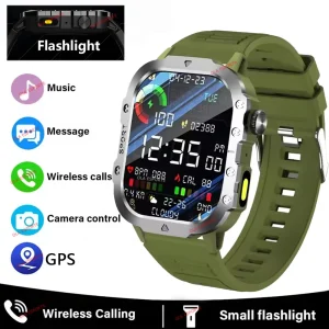 2025 Rugged Military Smart Watch Men's Outdoor Watch 2.01" HD Touch Screen Voice Bluetooth Call Sports Waterproof Smartwatch New