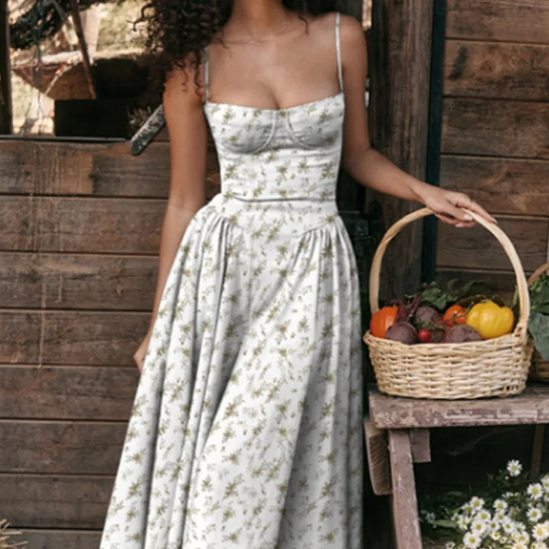 Summer Women Elegant Sleeveless Backless Pleated Dresses Lady Sexy Solid Sling Midi Dress 2024 Female Party Evening A-line Robes - Image 9