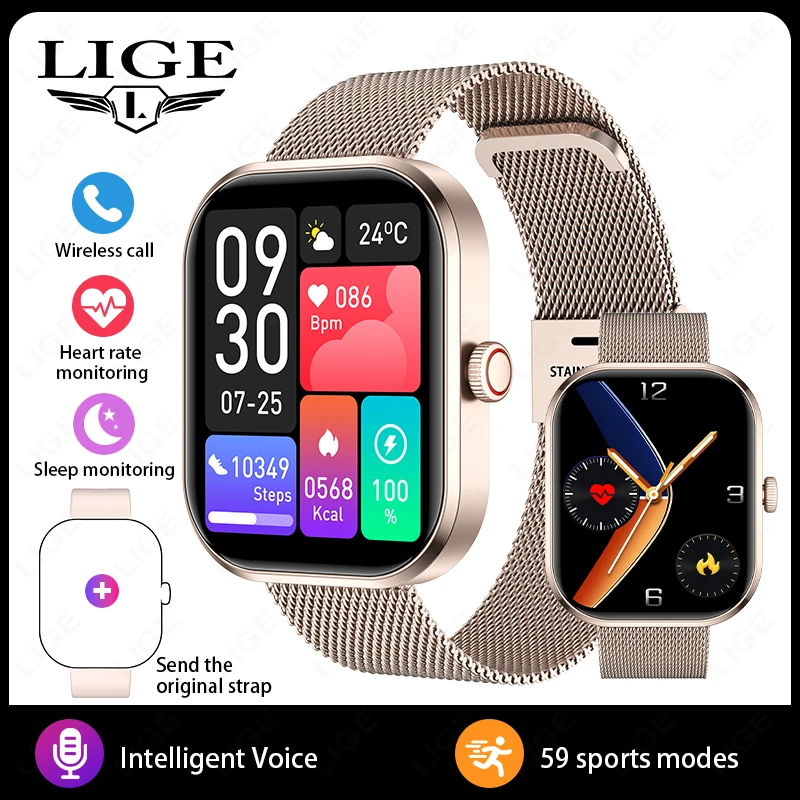 LIGE 2.01” HD Screen Custom Watch Face Smart Watch Women Waterproof Sport Ladies Watches BT Call Health Monitor Women Smartwatch - Image 7