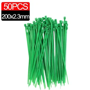 300/50PCS Self-locking Plastic Nylon Tie Green Cable Tie Fastening Ring Sealing Wraps Strap for Home Garden Plant Fasten Tools