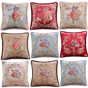 Jacquard Floral Decorative Cushion Cover 48x48cm Sofa Home Bedroom Decor Classic Throw Pillowcase Chair Waist Covers