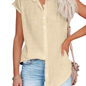 Summer Solid Cotton Linen Shirt Women's Clothing Casual Short Sleeve Tops Tee Ladies T-Shirts Blusas Thin Loose T Shirt Woman