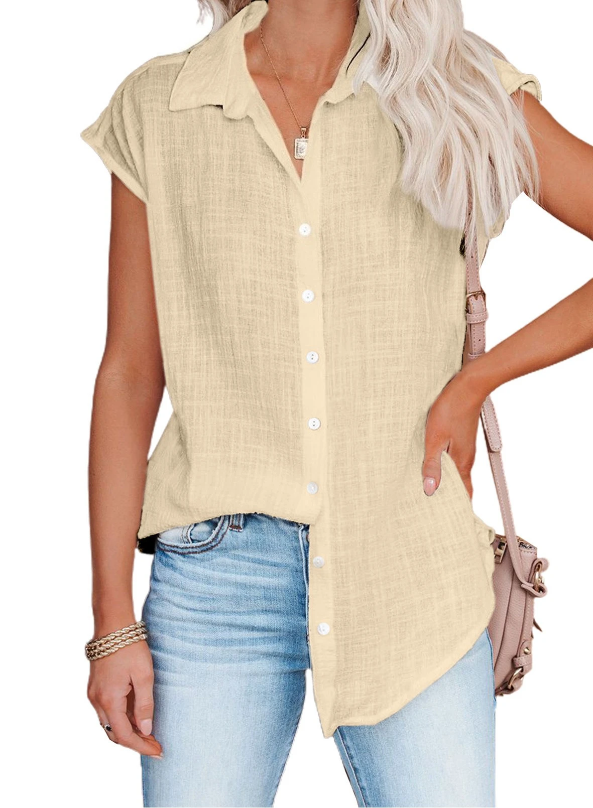 Summer Solid Cotton Linen Shirt Women's Clothing Casual Short Sleeve Tops Tee Ladies T-Shirts Blusas Thin Loose T Shirt Woman - Image 9