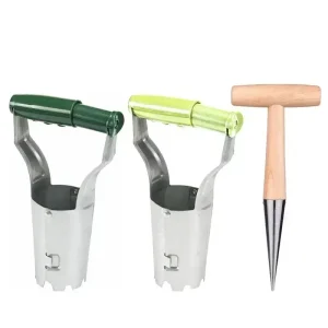 Stainless Steel Seeder Excavator Horticultural Wood Handle Hole Drilling Seedling Transplanting Flower Planting Seedling Planter