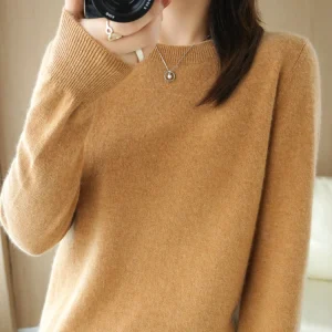 Autumn Winter Women Wool Sweater O-neck Long Sleeve Pullover Basic Casual Loose Style Famale Clothing Merino Wool Knitwear Tops
