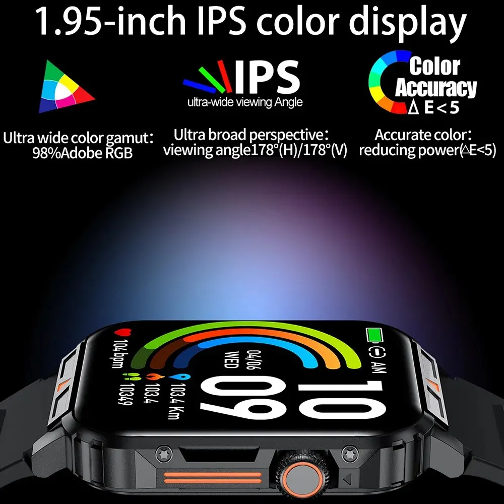 SENBONO 1.95inch Outdoor Military Smart Watch Men Bluetooth Call Smartwatch For Android IOS IP68 Waterproof Sports Ftiness Watch - Image 4