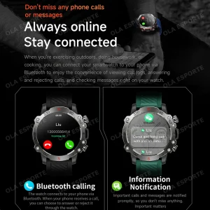 New Outdoor Military Dual-Band GPS Military Smart Watch 5ATM Waterproof Heart Rate Sleep Monitor Bluetooth Calls Smart Watch Men