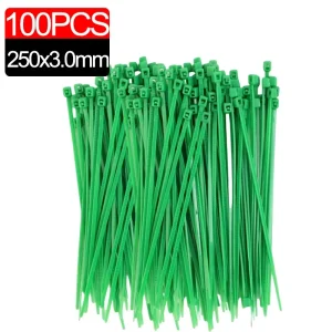 300/50PCS Self-locking Plastic Nylon Tie Green Cable Tie Fastening Ring Sealing Wraps Strap for Home Garden Plant Fasten Tools