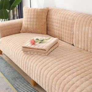Flannel Sofa Cushion General Non-Slip Thickened Warm Living Room Sofa Backrest Cover Plush Plaid Seat Cushion Sofa Armrest Towel