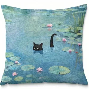 Home Decor Black Cats in Floral and Scenic Scenes Pattern Cushion Cover Suitable for Sofa Bedroom Car Pillow Cover