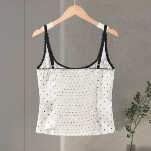 Sexy Polka Dot Sling Tops Women Backless Sleeveless Contrast Fitted Top Female 2026 Spring New Chic Fashion Streetwears Lady