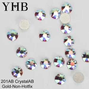 YHB Bright Series Crystal AB Dazzling Hotfix Nonhotfix Crystal electroplating Flatback Hotfix Rhinestones For Shoes Bags Garment