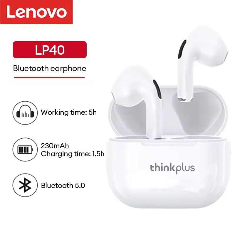 Lenovo LP40 Earphones TWS Wireless Bluetooth 5.0 Earbuds Bass Touch Control Stereo Noise Reduction Long Standby Original Choice - الصورة 7