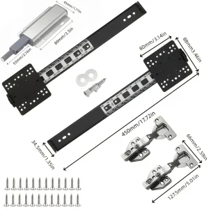 5 Pcs Sliding Door Hardware Kit, Space-Saving Hidden Track&Foldable System with Magnetic Closure for Cabinet, Wardrobe&TV Stand