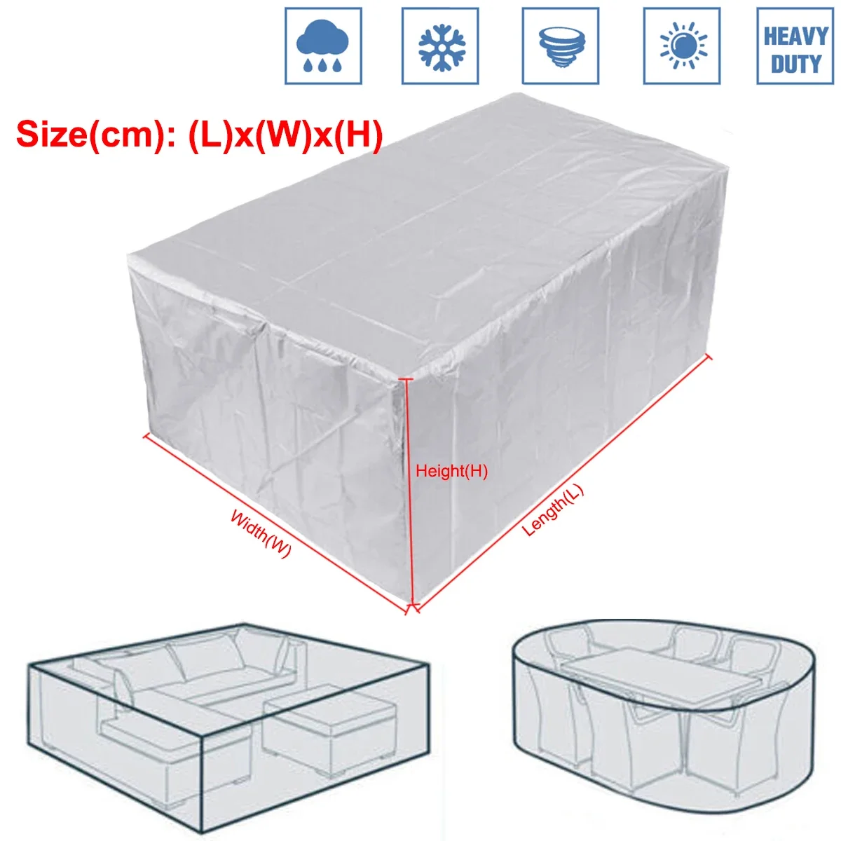 Customized Round Square Waterproof Outdoor Patio Garden Furniture Covers Rain Snow Chair Sofa Table Dust Proof kitchen BBQ Cover - الصورة 2