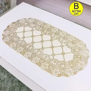 Vintage Lace Embroidered Oval Tablecloth for Wedding Party Home Tea Table Mats Kitchen Decoration Waterproof PVC Table Cloth
