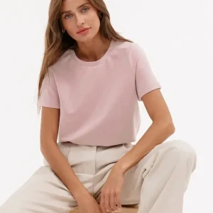 Bornladies Summer 100% Cotton Women's T-shirt Bottoming Basic Fashionable Solid Lady Short Sleeve Loose Tops Shirts 230g/㎡ Tops
