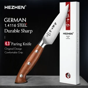HEZHEN 1PC or 5PC Kitchen Knife Set 1.4116 steel Red Wood Handle Cook Tools Core Blade Kitchen Knife Accessories Box Packing