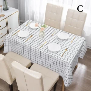 Nordic Style Grid Printed Household Waterproof Oil Resistant Dining Table Cloth Table Cover Party Decoration Rectangular