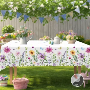 1 Piece of Spring and Summer Romantic Retro Floral Pattern Round Tablecloth, Butterfly Print Rectangular Tablecloth, Home Kitchen Table Cover, Indoor and Outdoor Use, Home Decoration, Holiday Gift for Family Friends