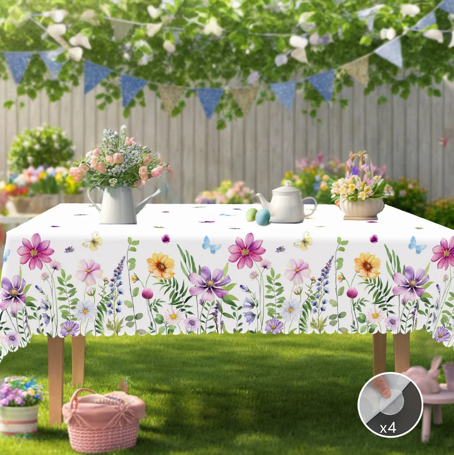 1 Piece of Spring and Summer Romantic Retro Floral Pattern Round Tablecloth, Butterfly Print Rectangular Tablecloth, Home Kitchen Table Cover, Indoor and Outdoor Use, Home Decoration, Holiday Gift for Family Friends - Image 2