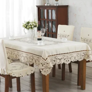 Table Cloth Table Cover Lace European Garden Elegant Embroidered Dining TableCloth Flower Peony Chair Cover Wedding Dust Cover
