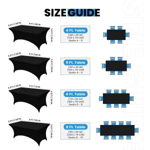 Spandex Tablecloth Tight Fitted Washable and Wrinkle Resistant Stretch Rectangular Patio Table Cover for Event Wedding Parties