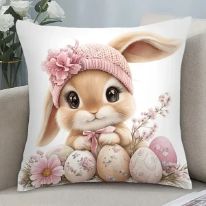 1PC Easter Bunny Pillow with Eggs ,Decorative sofa cushion cover, home decoration, 2D printing.