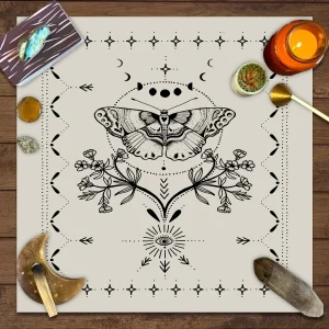 1pc Tarot card tablecloth, mysterious wizard astrology decoration butterfly flower table mat, card game decoration tablecloth