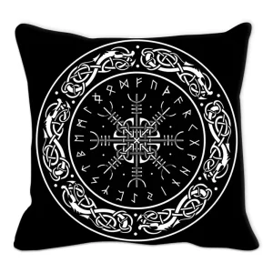 Viking Amulet Pillowcase Sofa Cushion Home Decor  Black and White Geometric  Cover