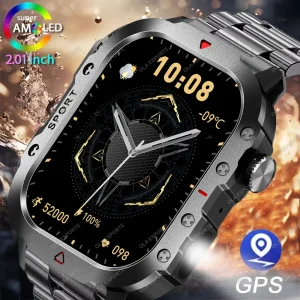 New Military GPS Smart Watch Men Flashlight Health Monitor Waterproof Outdoor Sports Fitness Bluetooth Call Smartwatch Men Women