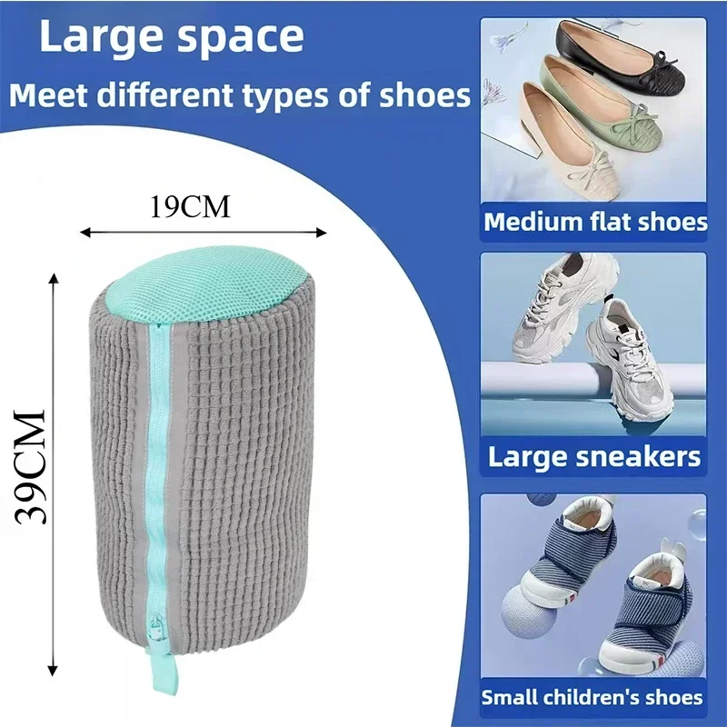 Machine Washable Shoe Washing & Drying Bag with Soft Fiber - Durable Polyester Laundry Protector for Shoes Adjustable Strap - الصورة 11